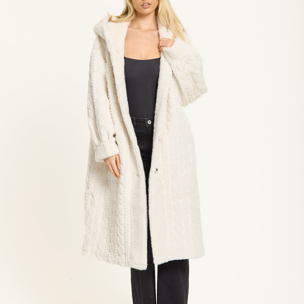 
                  
                    Ivory Hooded Faux Fur Coat
                  
                