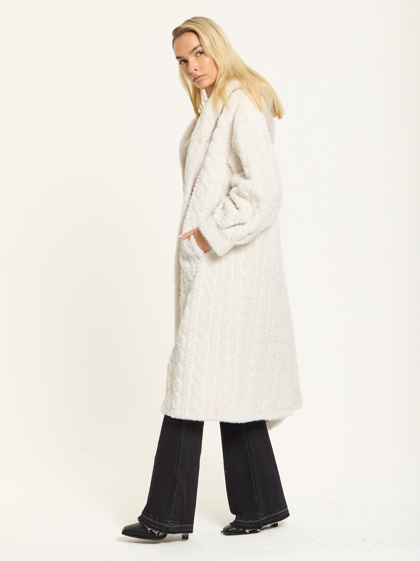 
                  
                    Ivory Hooded Faux Fur Coat
                  
                
