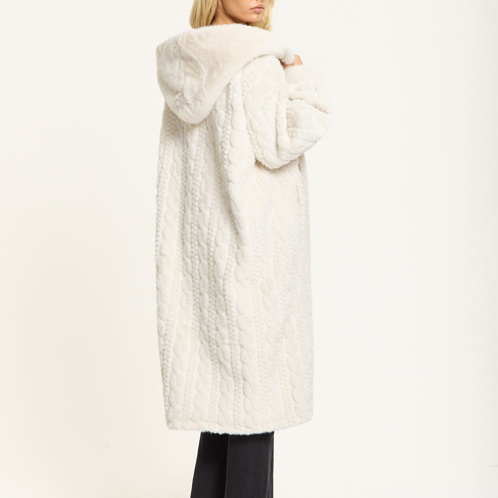 
                  
                    Ivory Hooded Faux Fur Coat
                  
                