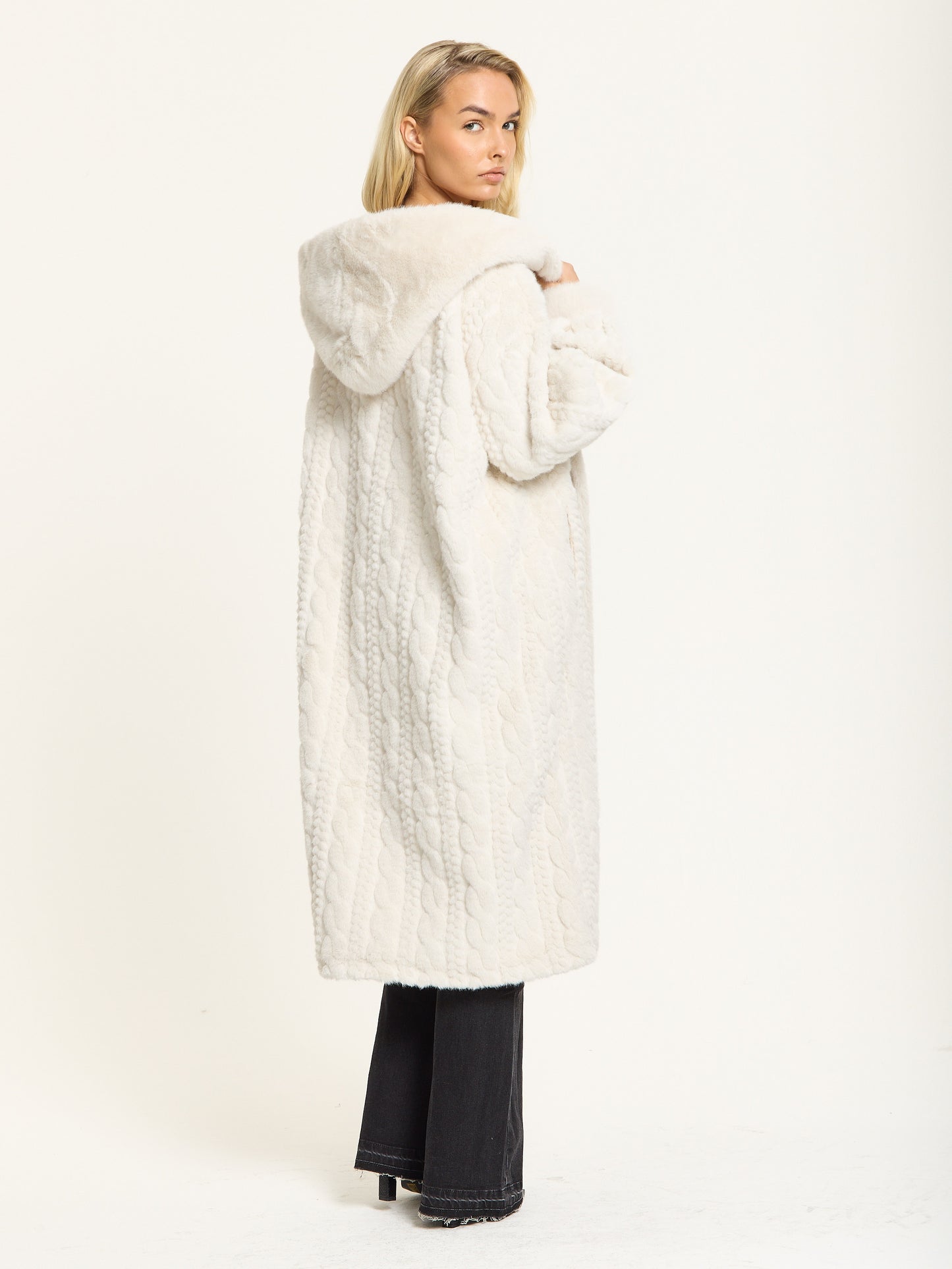 
                  
                    Ivory Hooded Faux Fur Coat
                  
                