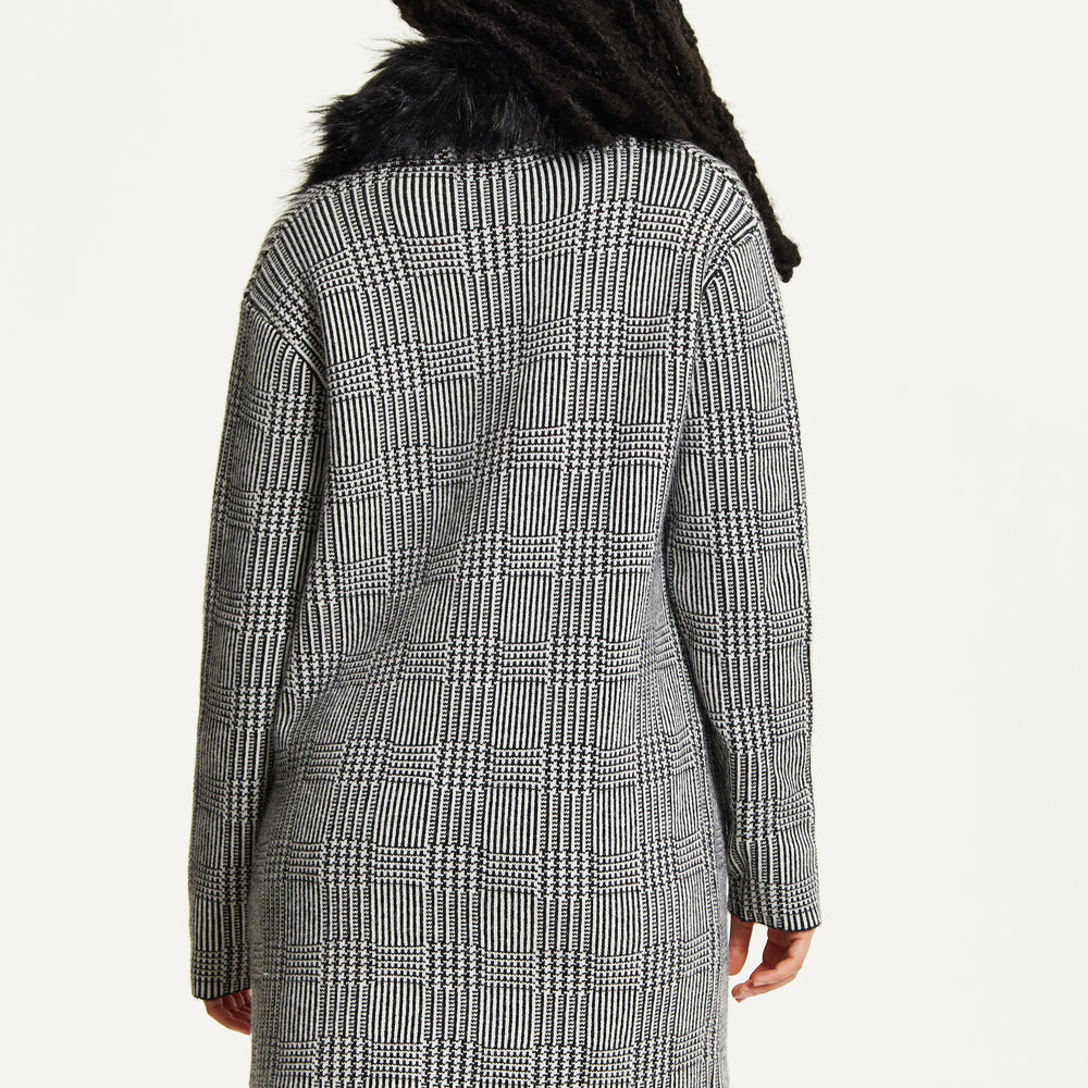 
                  
                    Checked Coat with Faux Fur Collar
                  
                