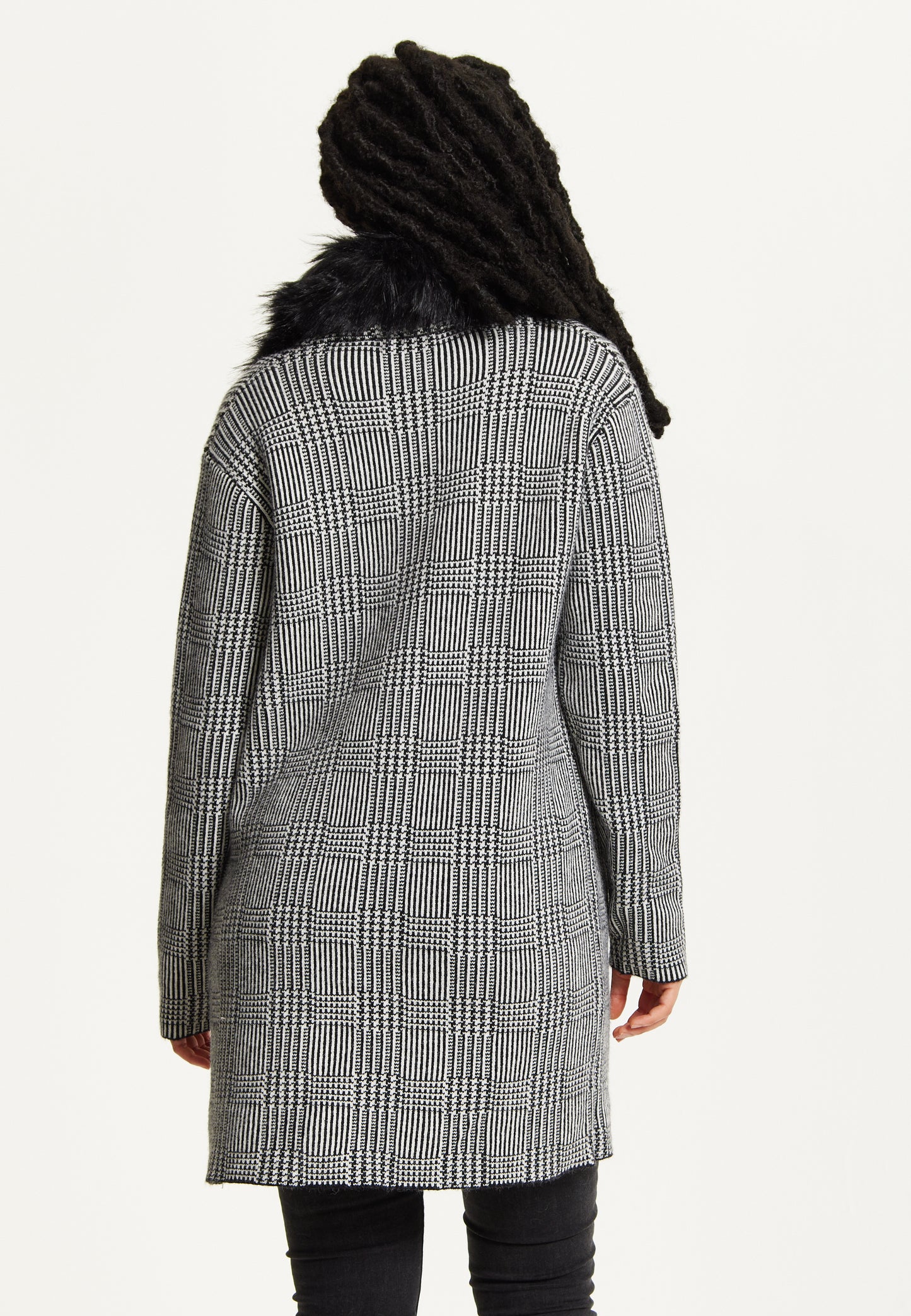 
                  
                    Checked Coat with Faux Fur Collar
                  
                