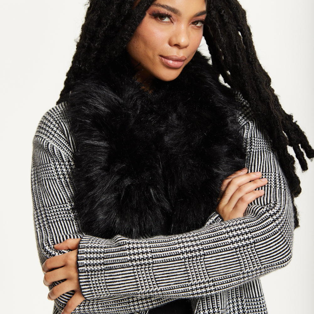 
                  
                    Checked Coat with Faux Fur Collar
                  
                