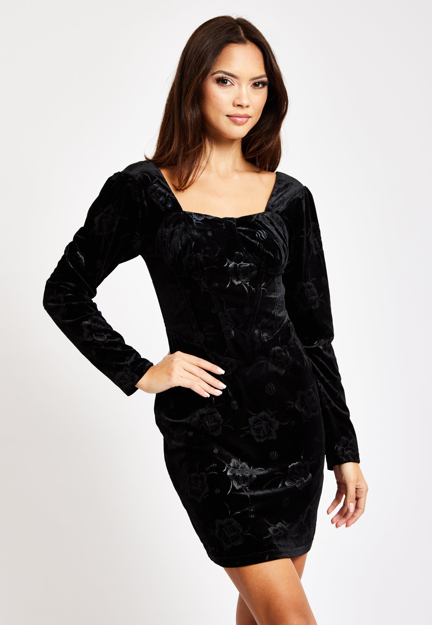 
                  
                    Liquorish Corset Detail Mini Black Velvet Dress
                  
                