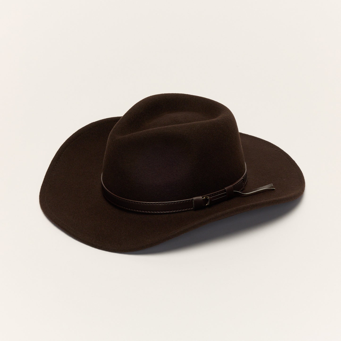 
                  
                    Brown Wool Cowboy Hat With Slim Leather Band
                  
                
