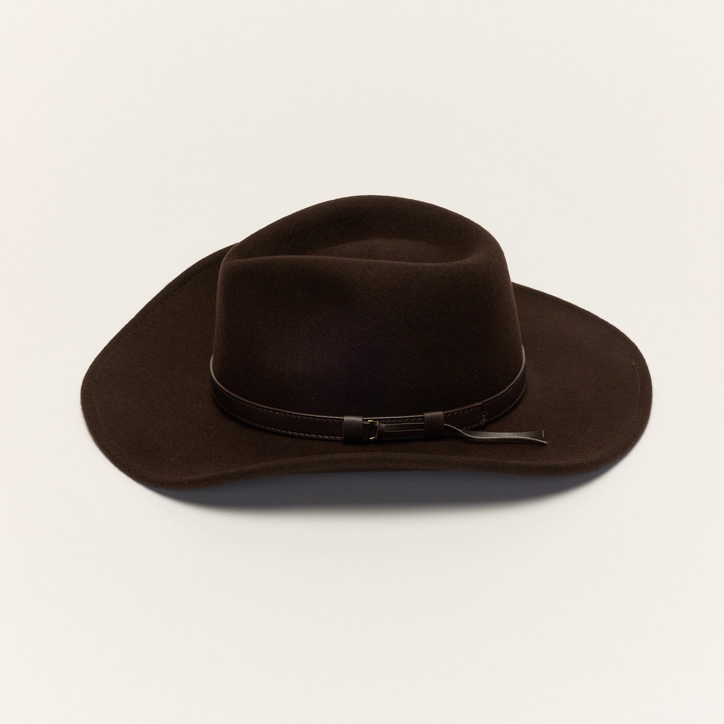 
                  
                    Brown Wool Cowboy Hat With Slim Leather Band
                  
                