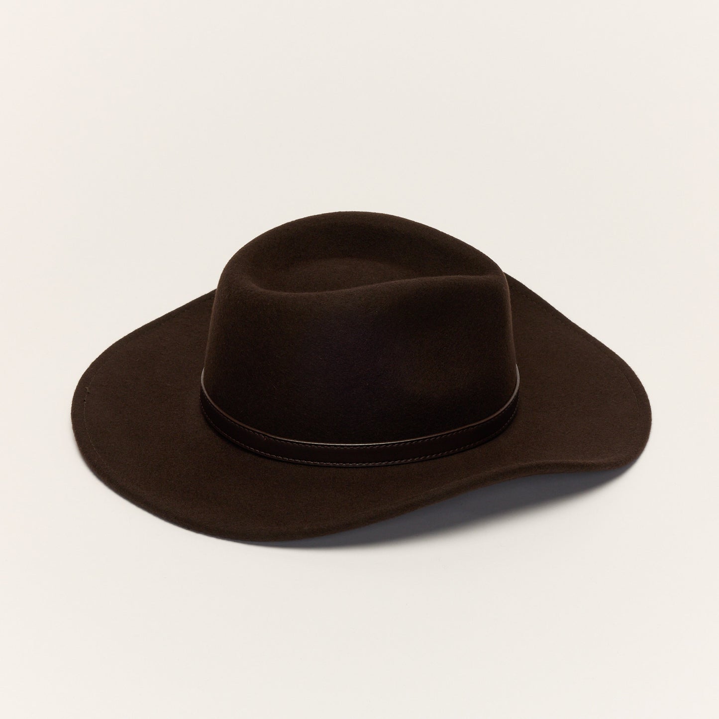 
                  
                    Brown Wool Cowboy Hat With Slim Leather Band
                  
                