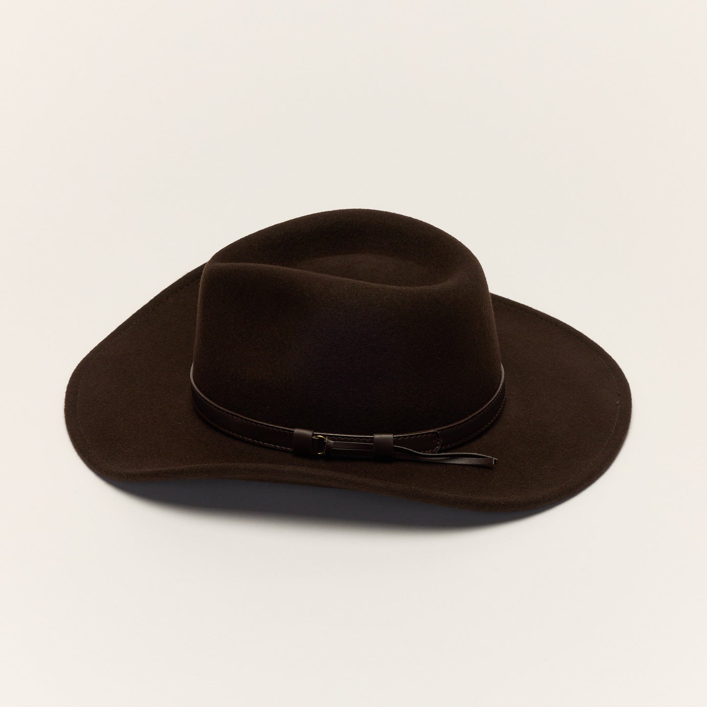 
                  
                    Brown Wool Cowboy Hat With Slim Leather Band
                  
                