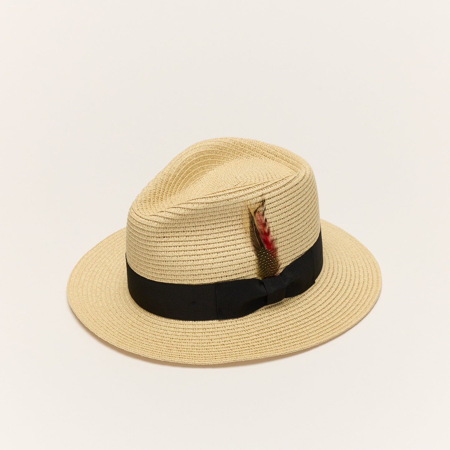 
                  
                    Beige Paper Straw Fedora Hat With Ribbon Band
                  
                