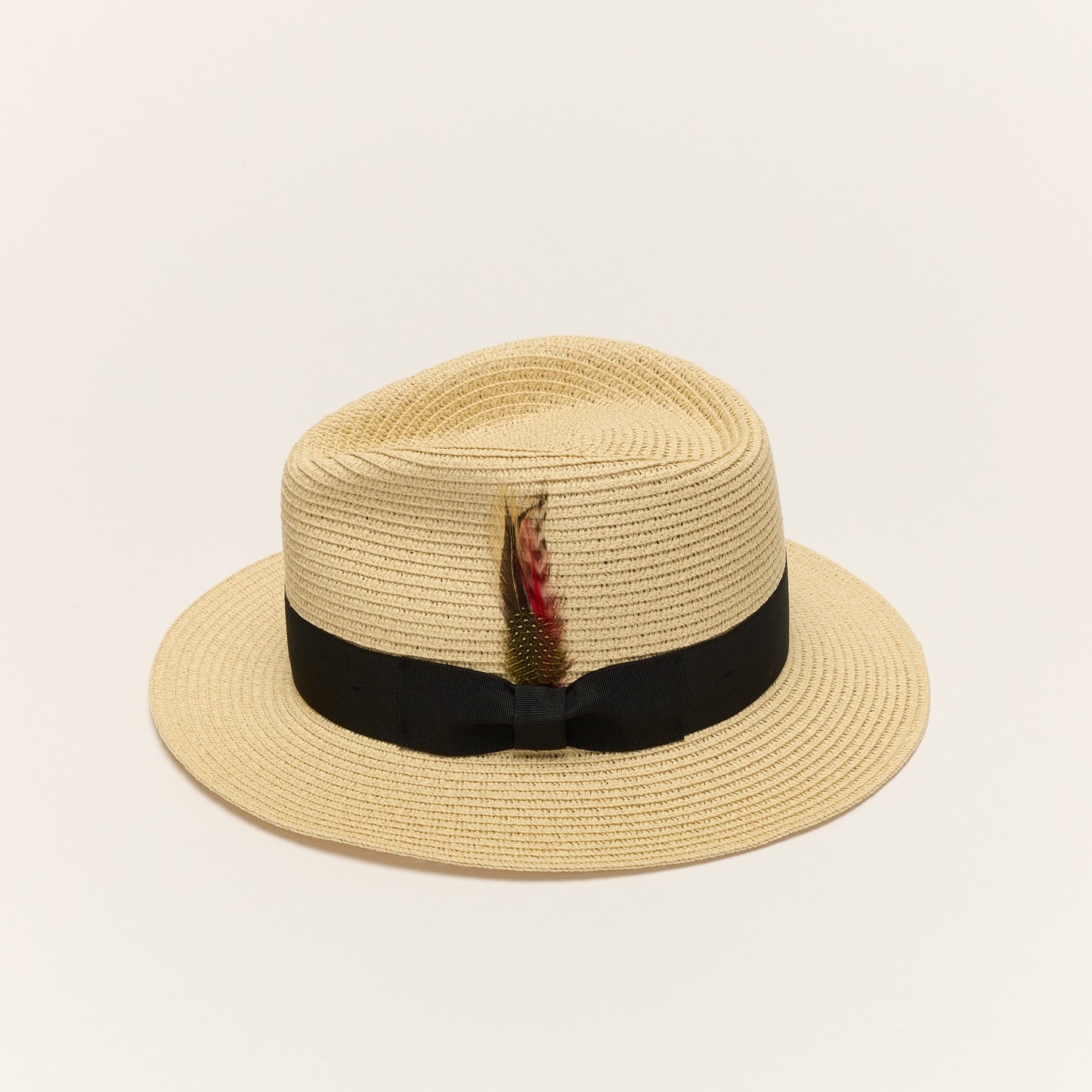 
                  
                    Beige Paper Straw Fedora Hat With Ribbon Band
                  
                