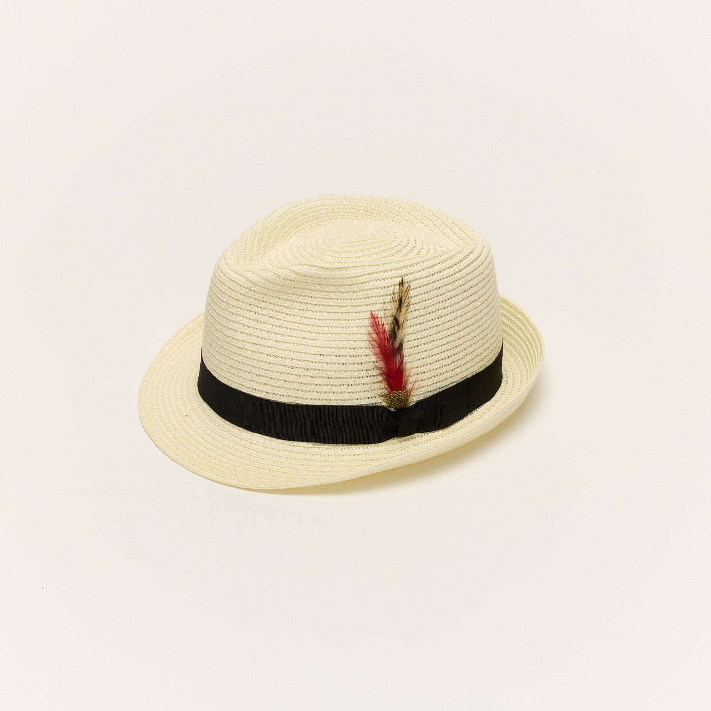 
                  
                    Cream Summer Straw Trilby Hat With Feather
                  
                