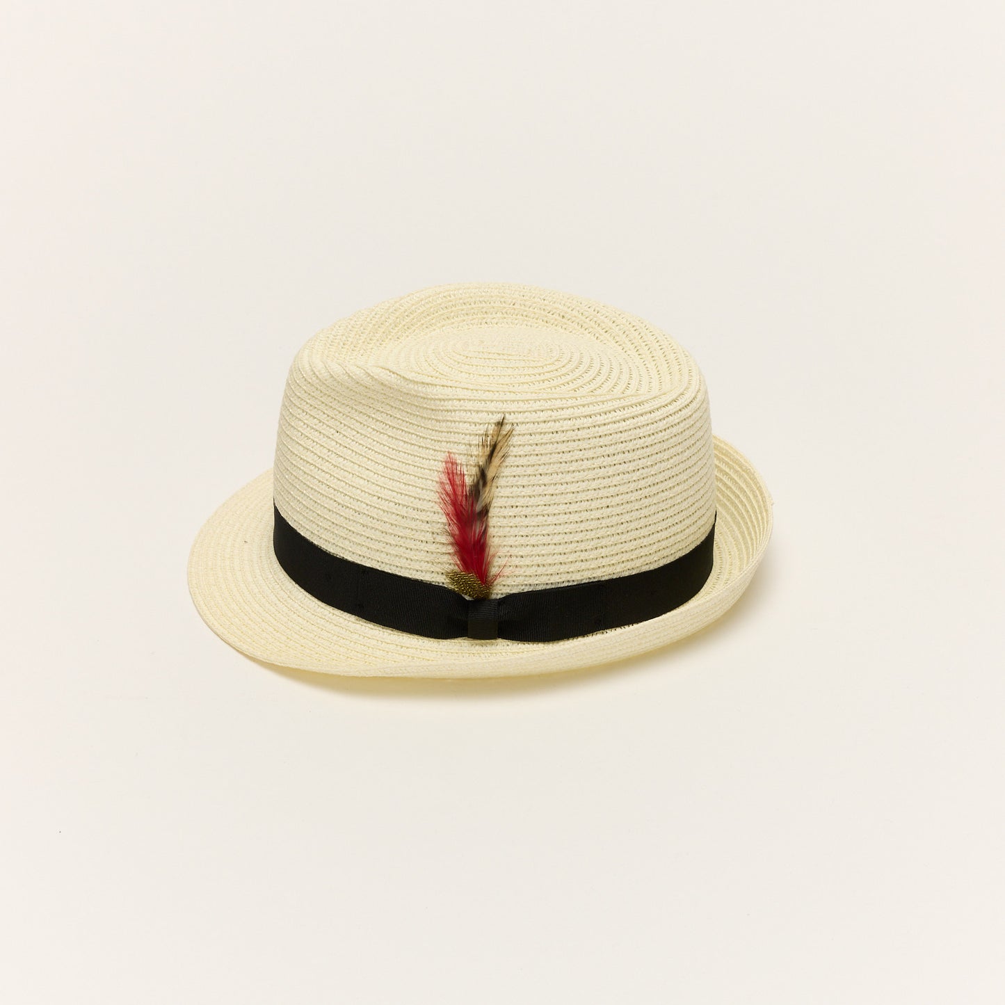 
                  
                    Cream Summer Straw Trilby Hat With Feather
                  
                