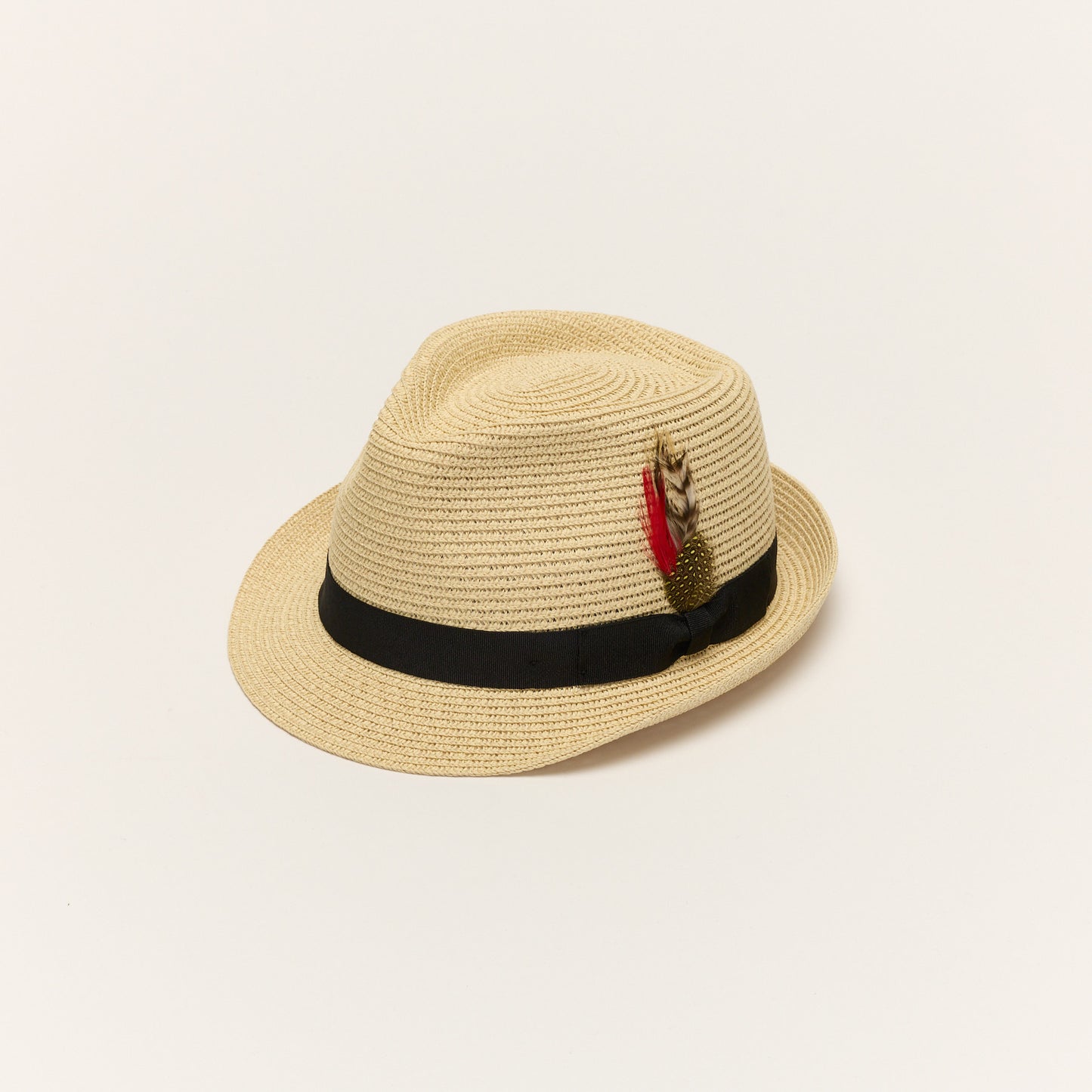 
                  
                    Beige Summer Straw Trilby Hat With Feather
                  
                