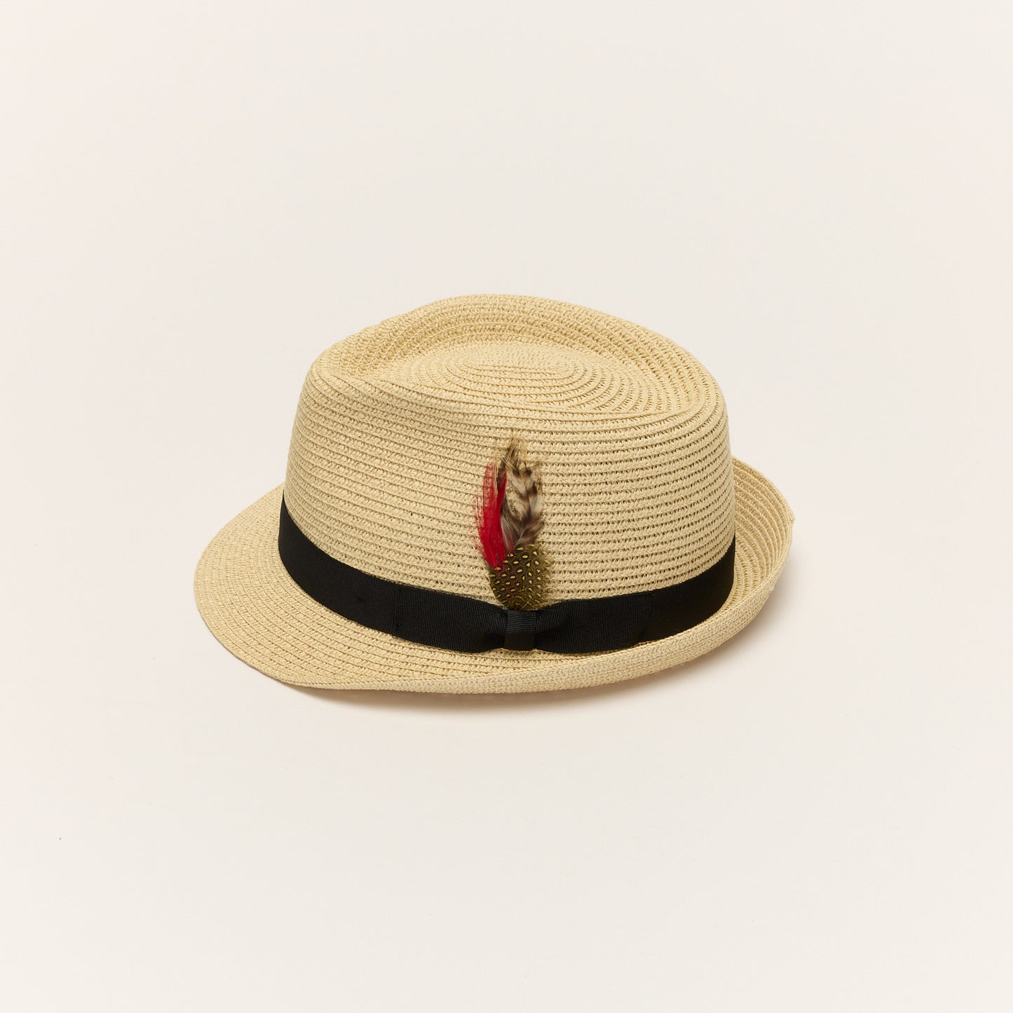
                  
                    Beige Summer Straw Trilby Hat With Feather
                  
                