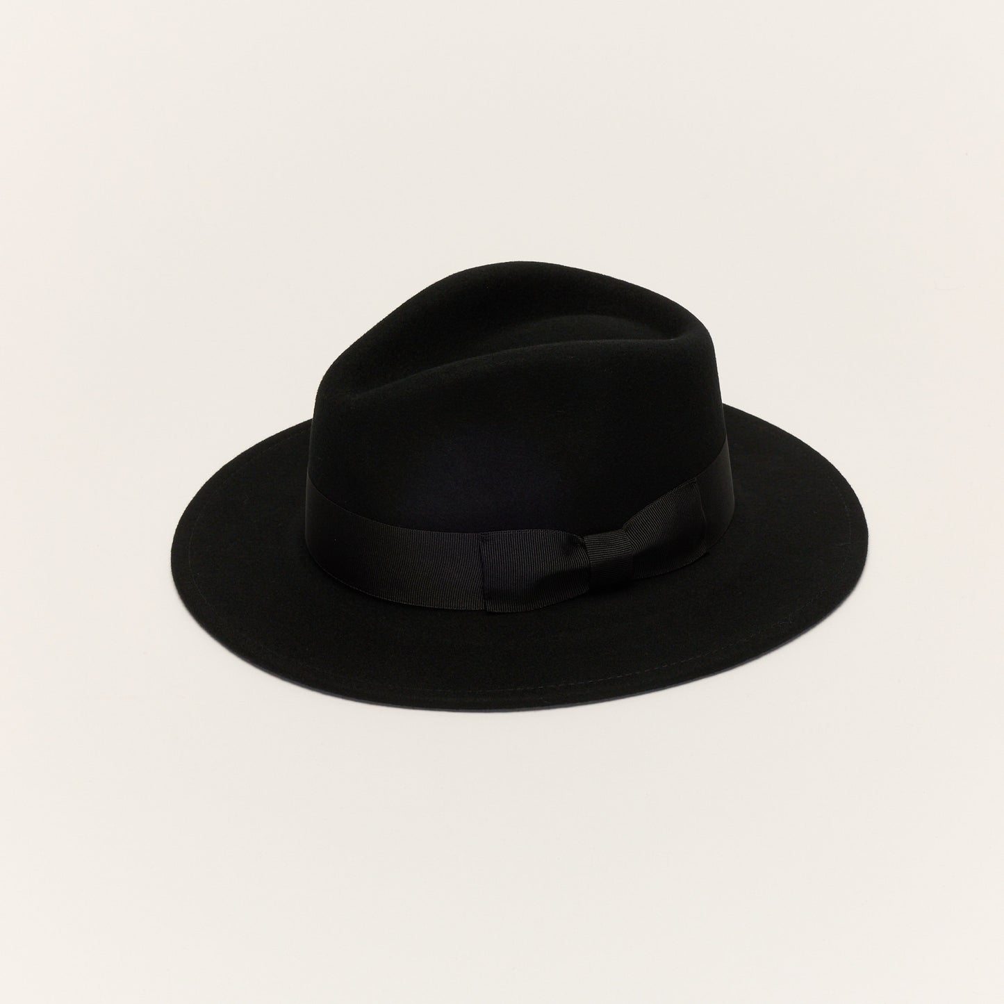 
                  
                    Black Wool Felt Fedora Hat With Bow Band
                  
                