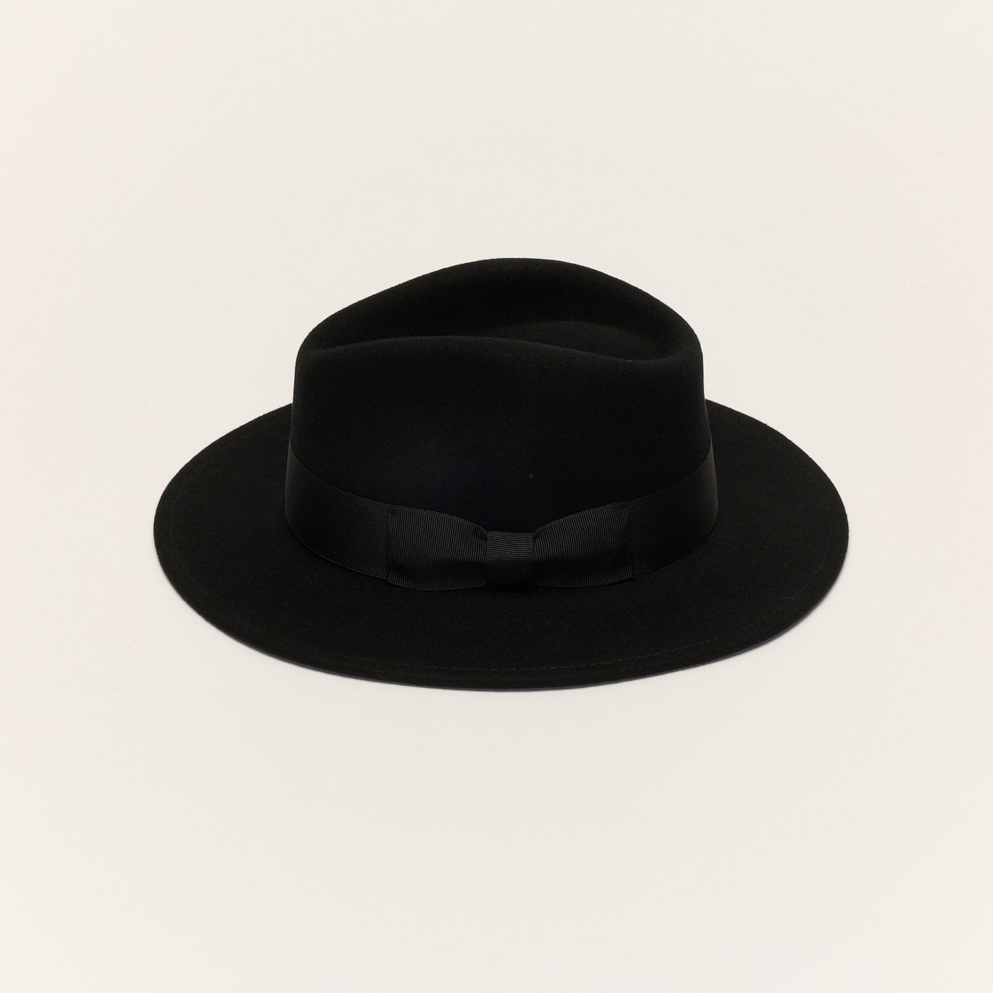 
                  
                    Black Wool Felt Fedora Hat With Bow Band
                  
                