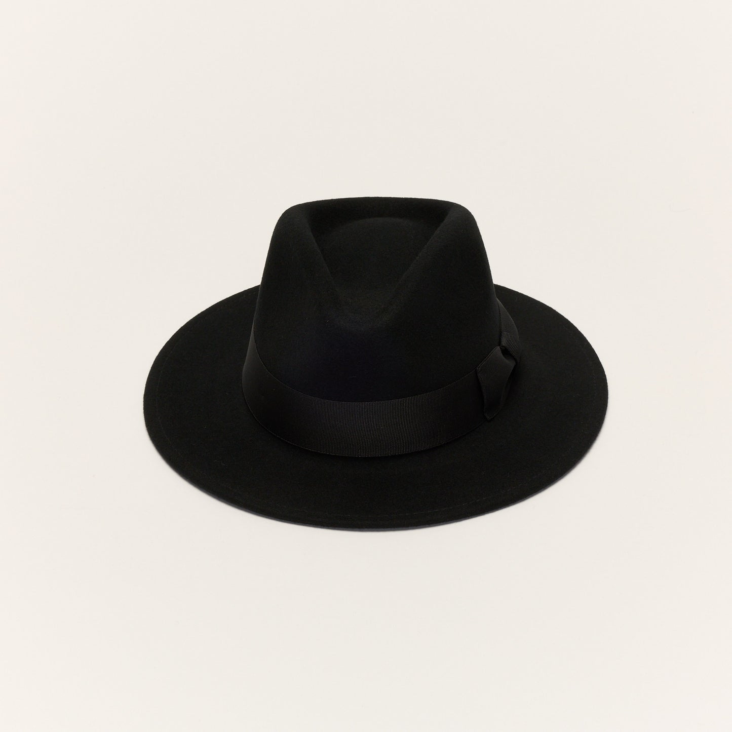 
                  
                    Black Wool Felt Fedora Hat With Bow Band
                  
                