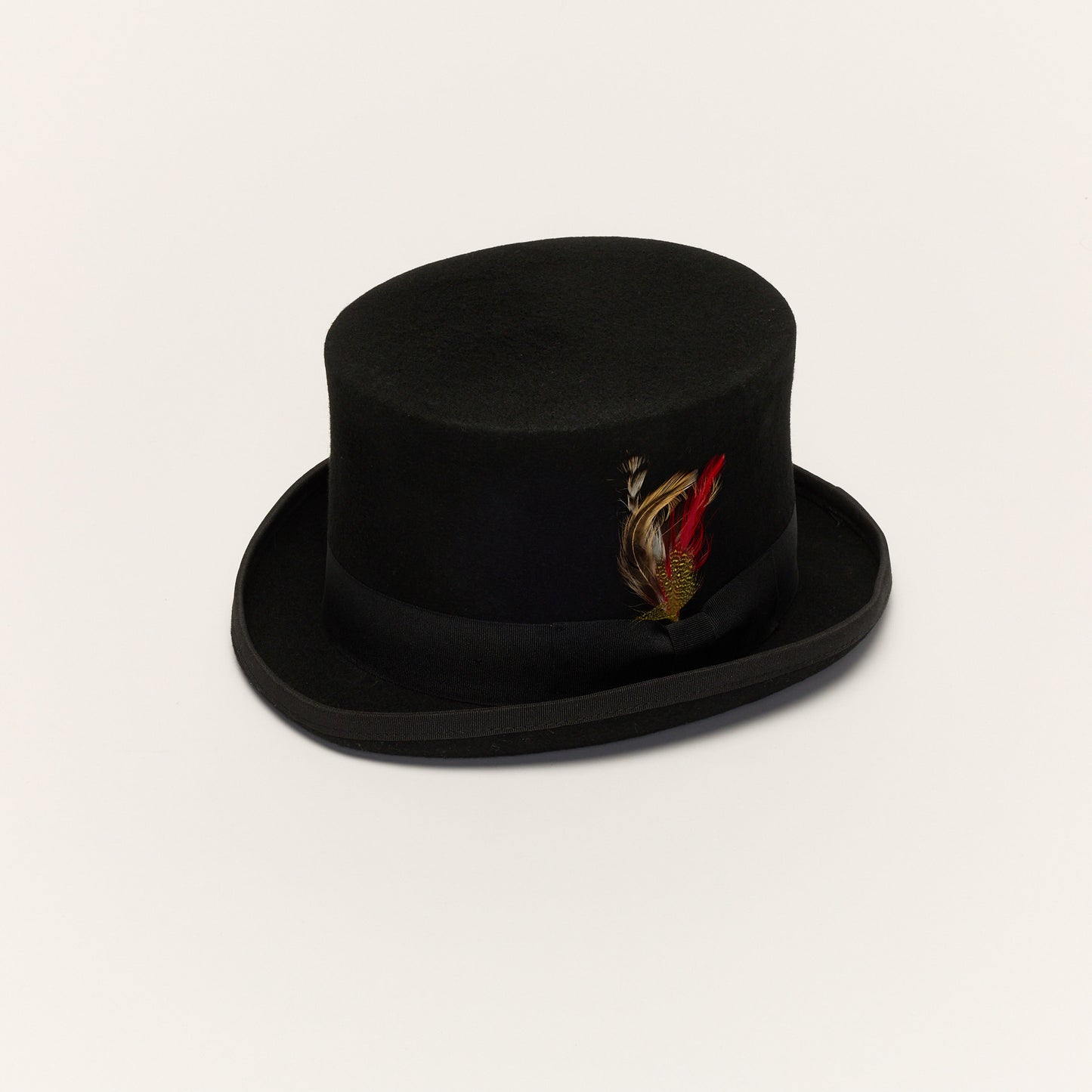 
                  
                    Black Wool Top Hat with Grosgrain Band
                  
                