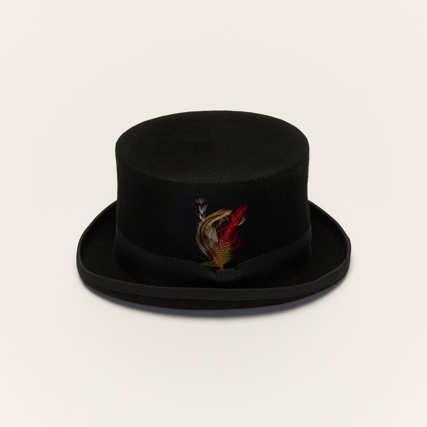
                  
                    Black Wool Top Hat with Grosgrain Band
                  
                