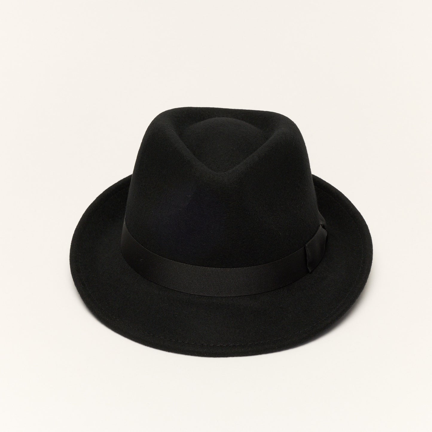 
                  
                    Black Wool Felt Trilby Hat with Teardrop Crown
                  
                