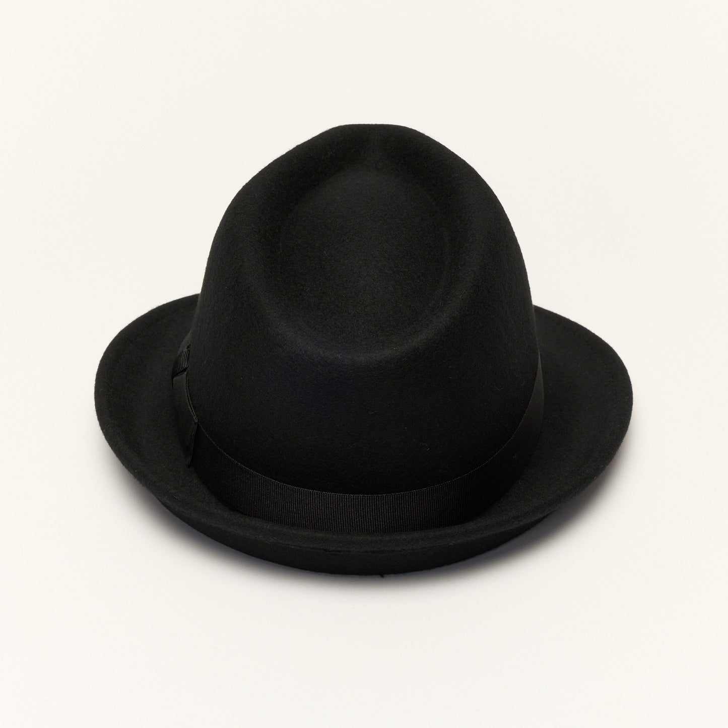 
                  
                    Black Wool Felt Trilby Hat with Teardrop Crown
                  
                