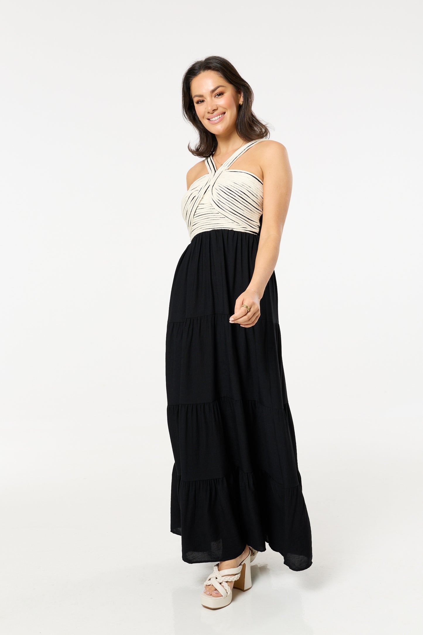
                  
                    Contrast Bodice Tiered Maxi Dress
                  
                
