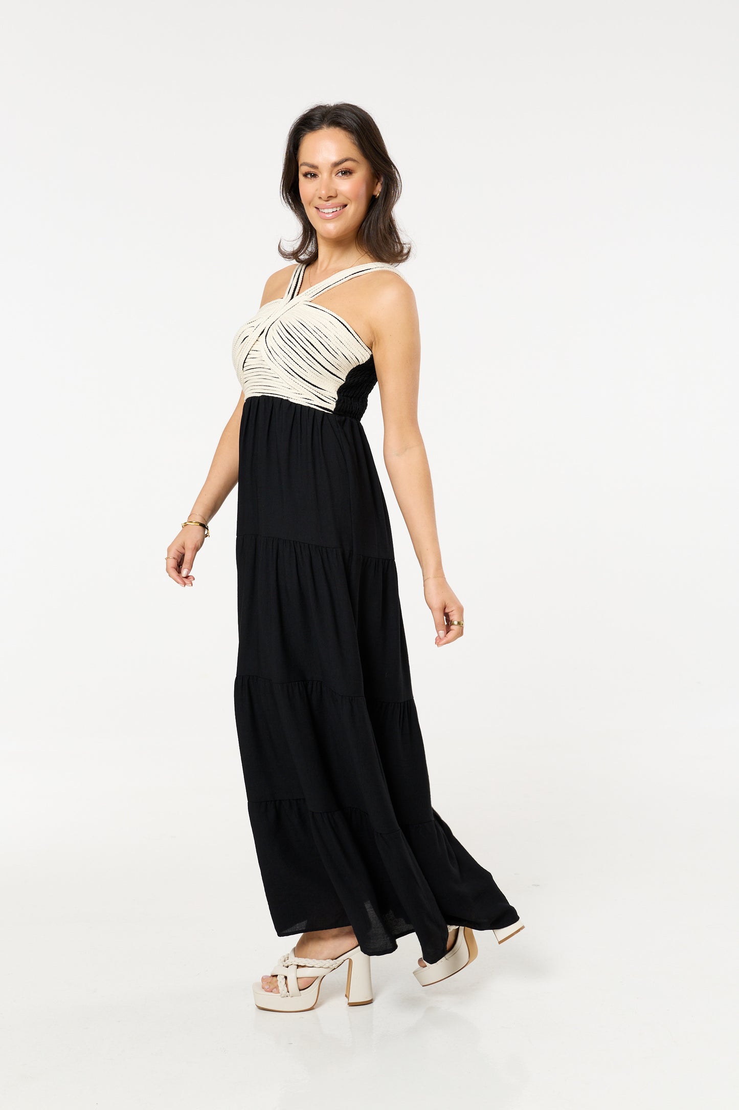 
                  
                    Contrast Bodice Tiered Maxi Dress
                  
                
