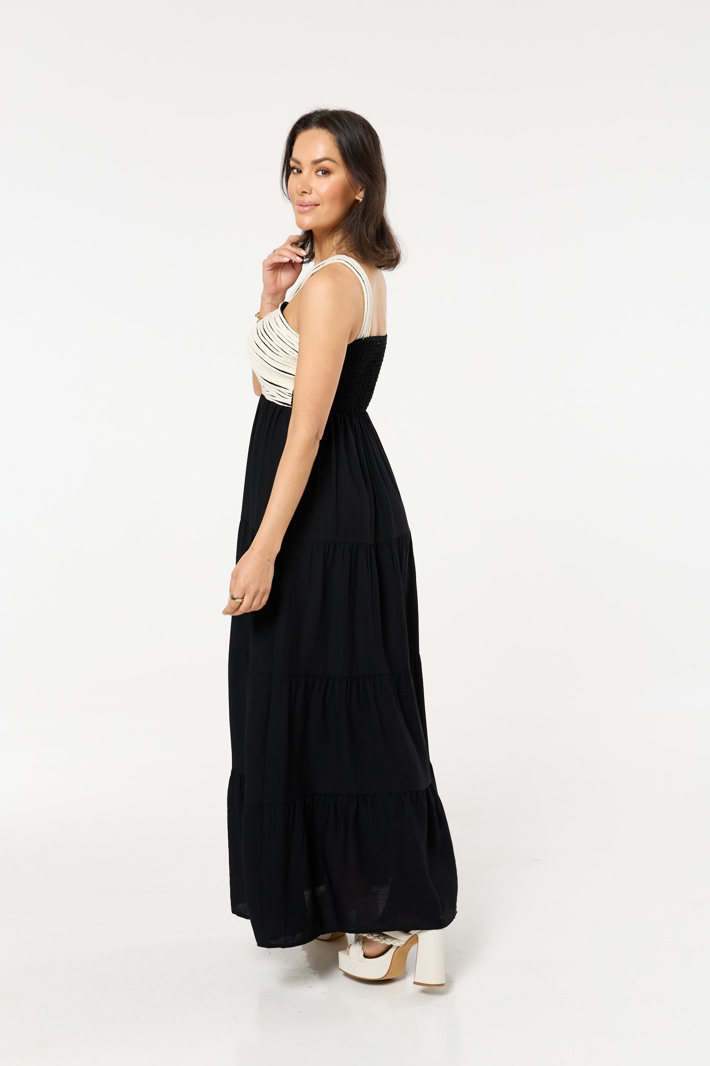 
                  
                    Contrast Bodice Tiered Maxi Dress
                  
                