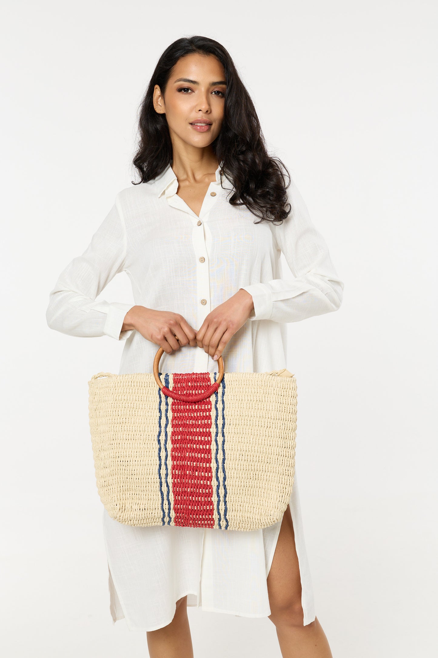 
                  
                    Striped Woven Beach Tote Bag
                  
                