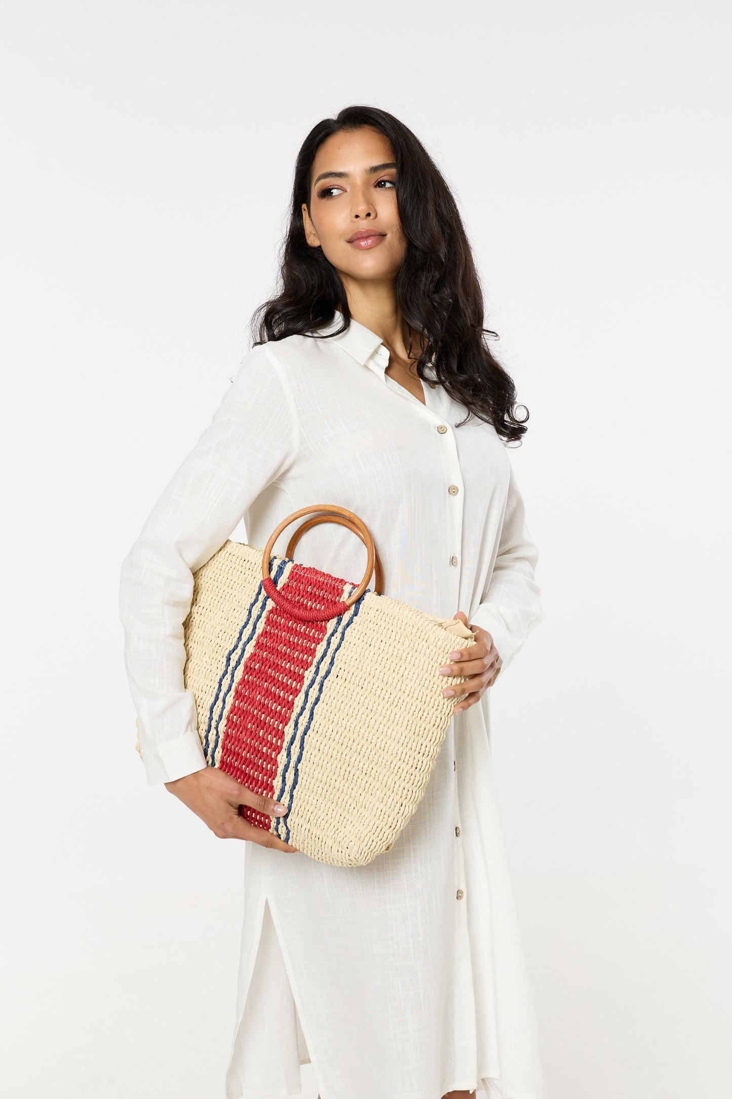 
                  
                    Striped Woven Beach Tote Bag
                  
                