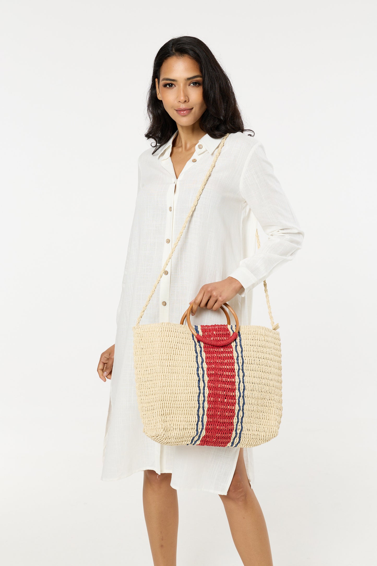 
                  
                    Striped Woven Beach Tote Bag
                  
                