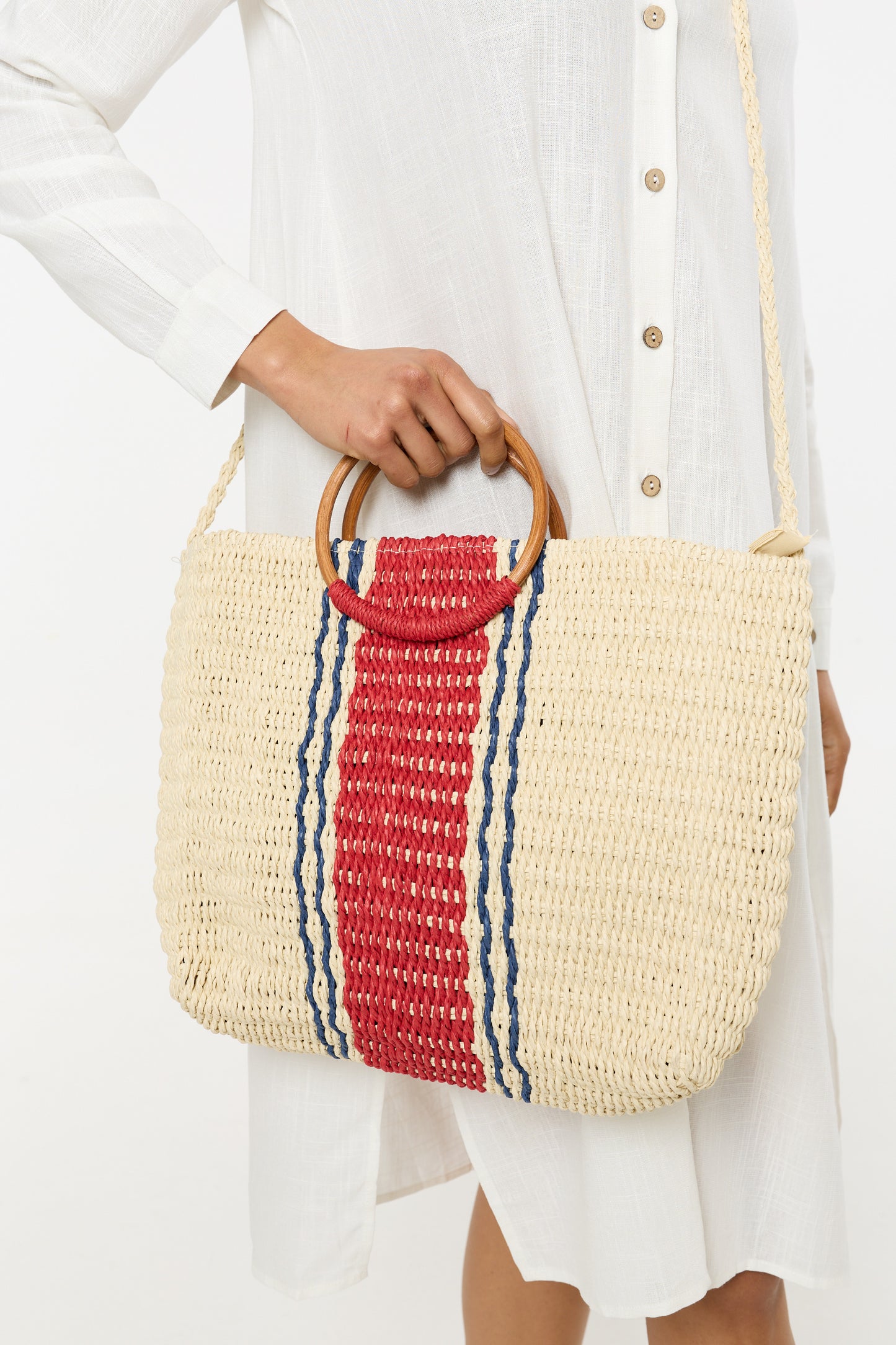 
                  
                    Striped Woven Beach Tote Bag
                  
                