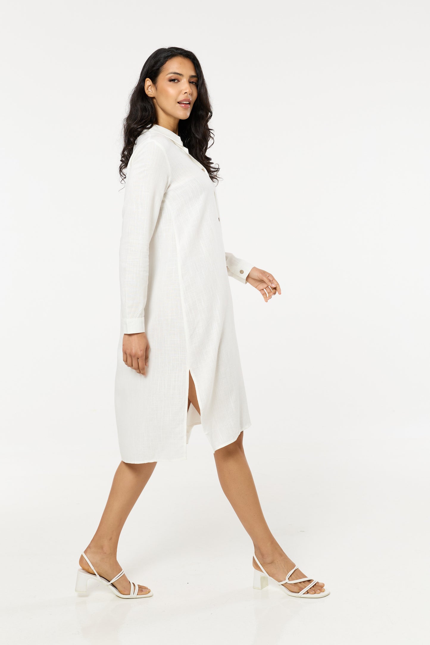 
                  
                    White Linen Blend Midi Dress
                  
                