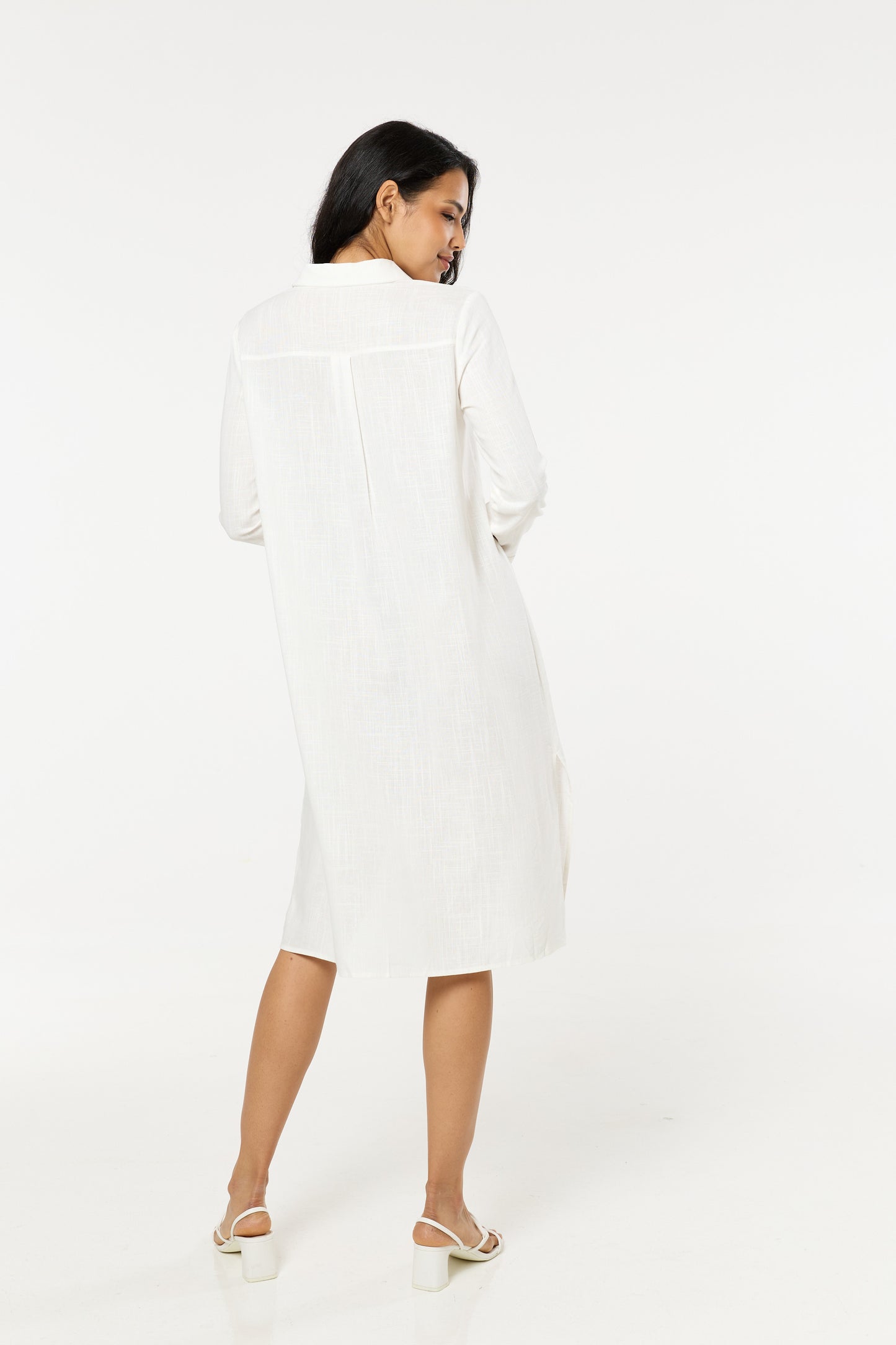 
                  
                    White Linen Blend Midi Dress
                  
                