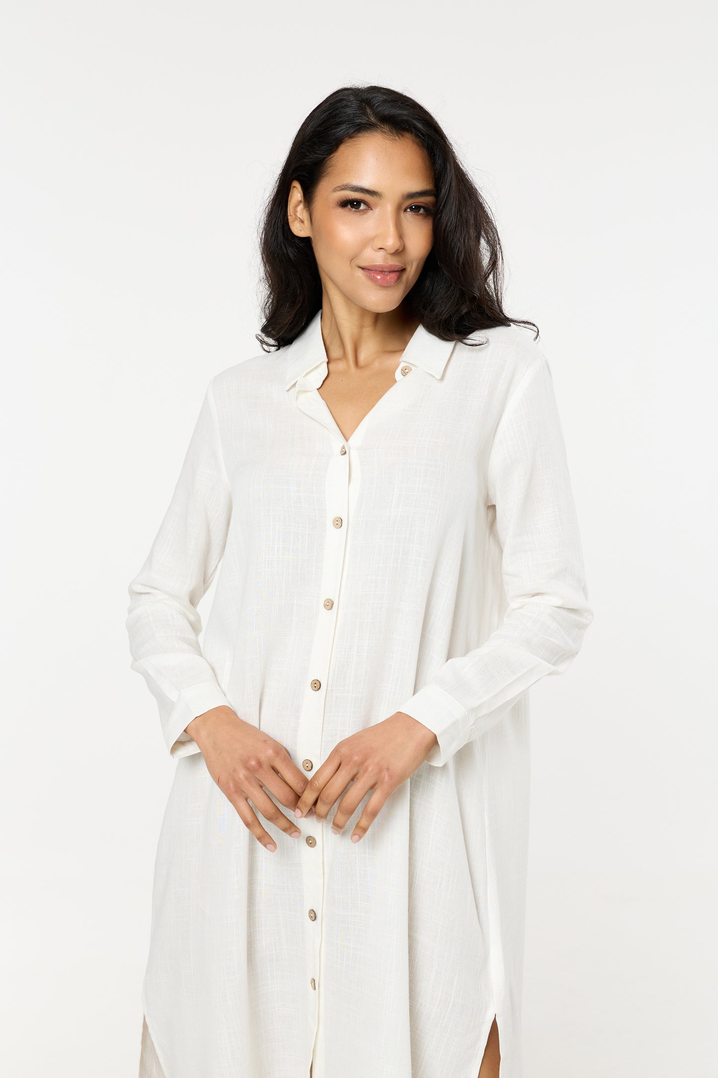 
                  
                    White Linen Blend Midi Dress
                  
                