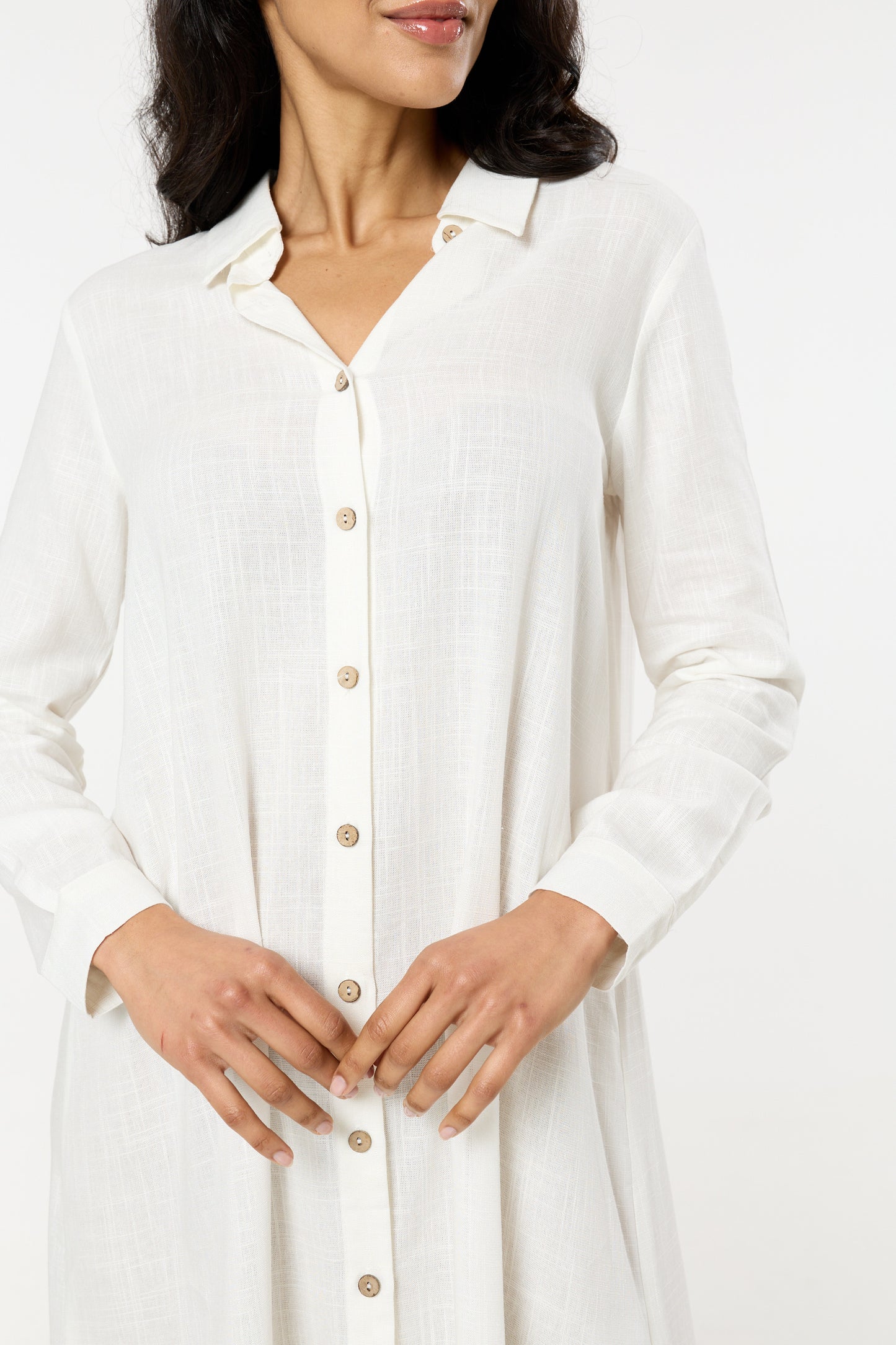 
                  
                    White Linen Blend Midi Dress
                  
                