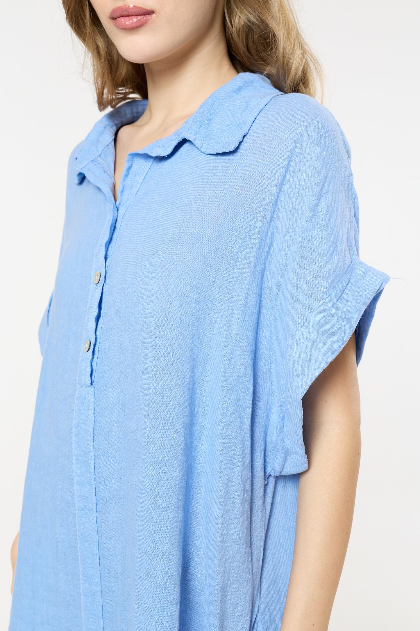 
                  
                    Blue Linen Shirt Dress
                  
                