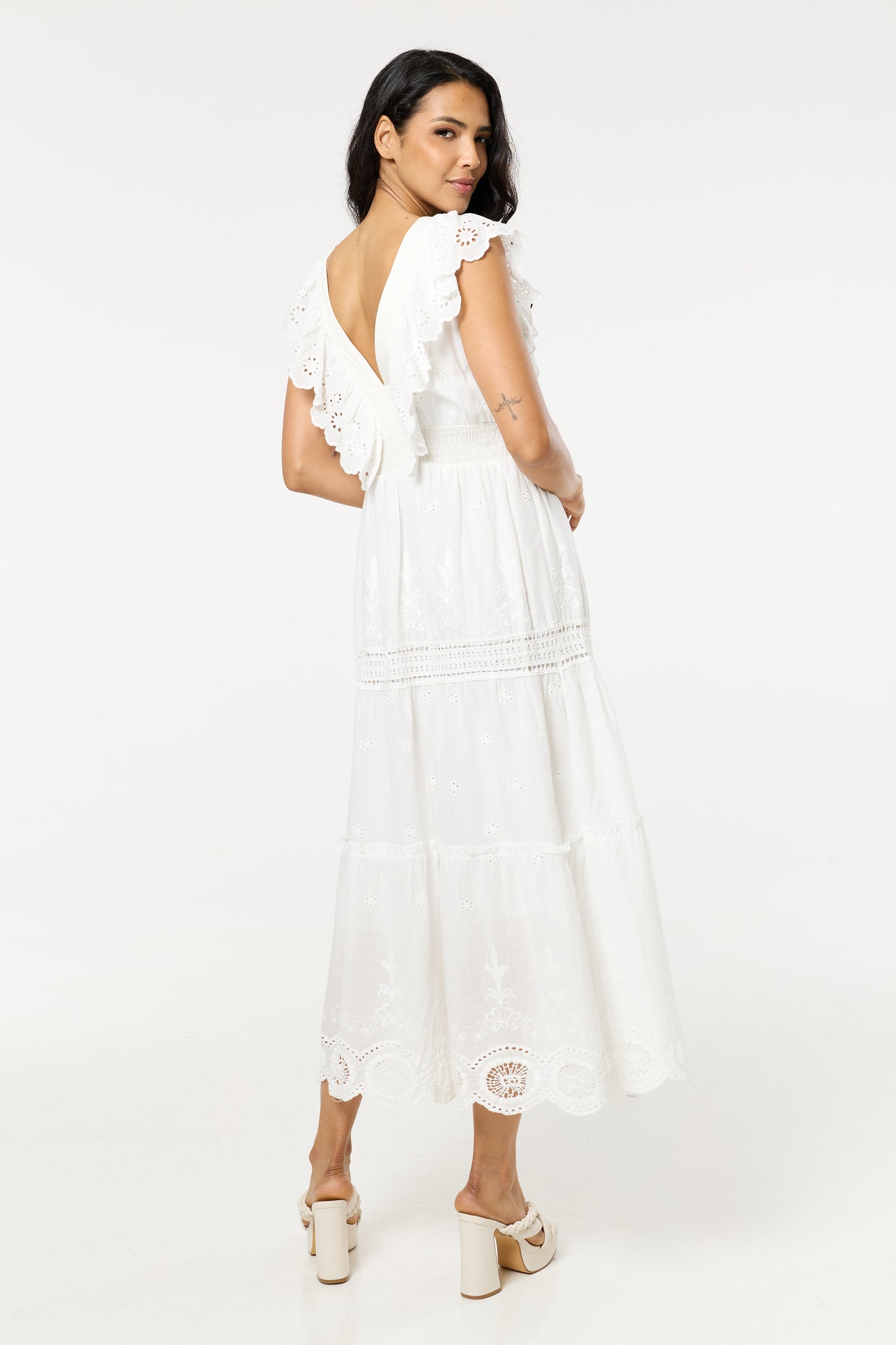 
                  
                    White Broderie Frill Maxi Dress
                  
                