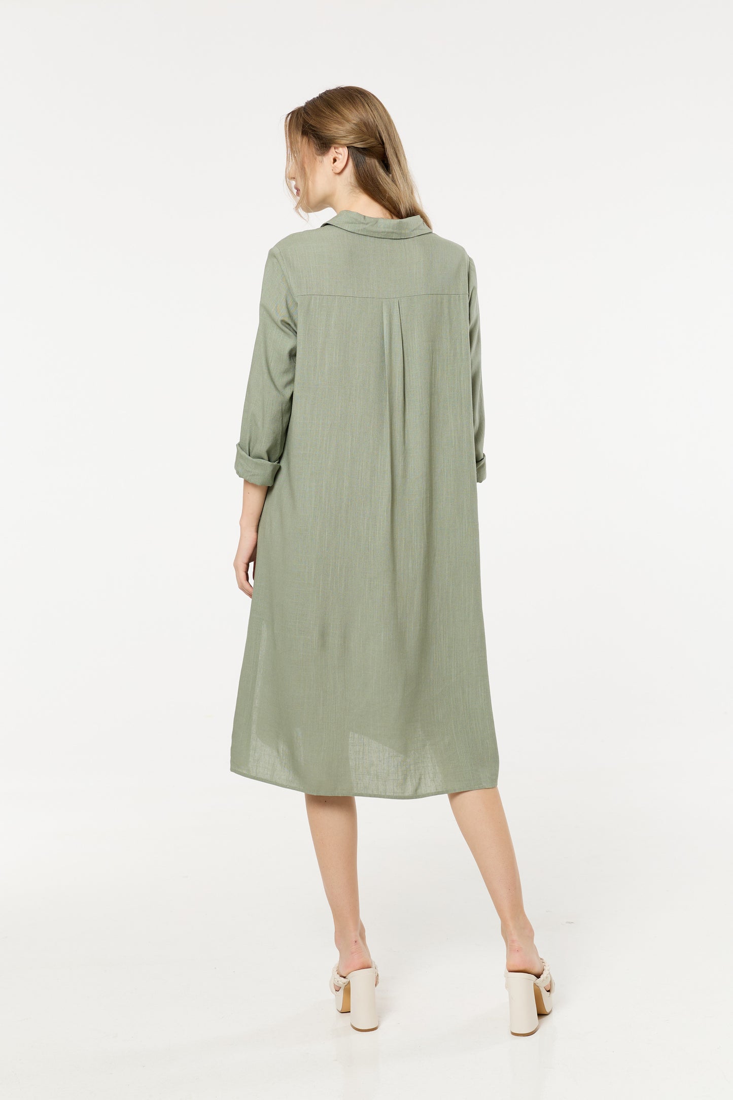 
                  
                    Khaki Linen Blend Midi Dress
                  
                