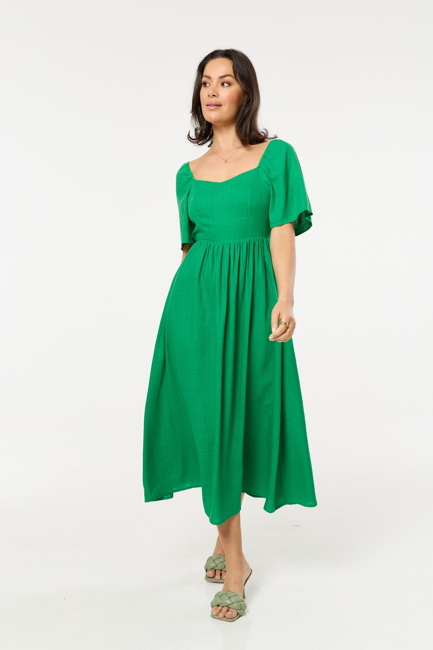 
                  
                    Green Sweetheart Back Tie Midi Dress
                  
                
