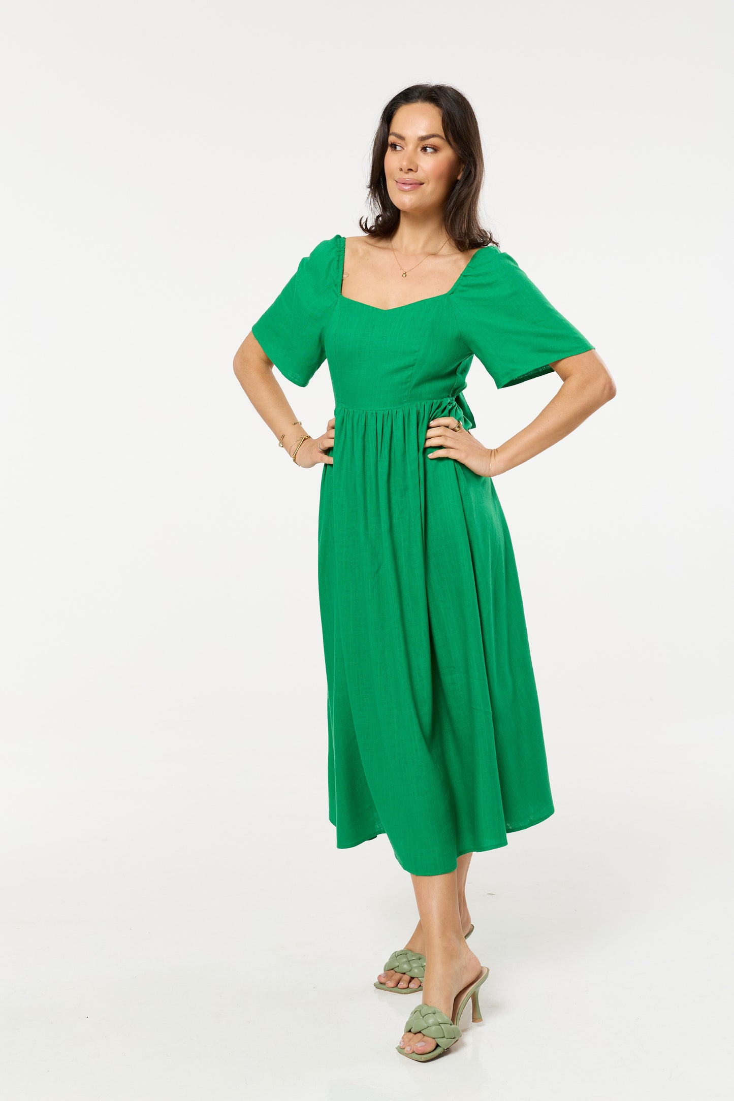 
                  
                    Green Sweetheart Back Tie Midi Dress
                  
                