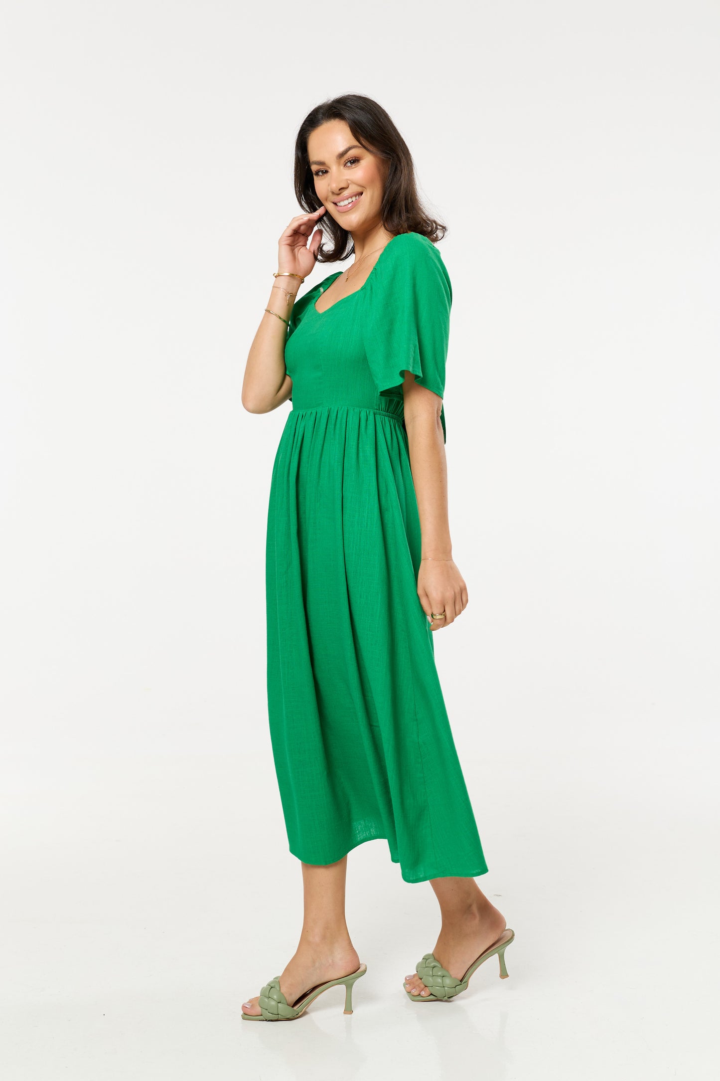 
                  
                    Green Sweetheart Back Tie Midi Dress
                  
                