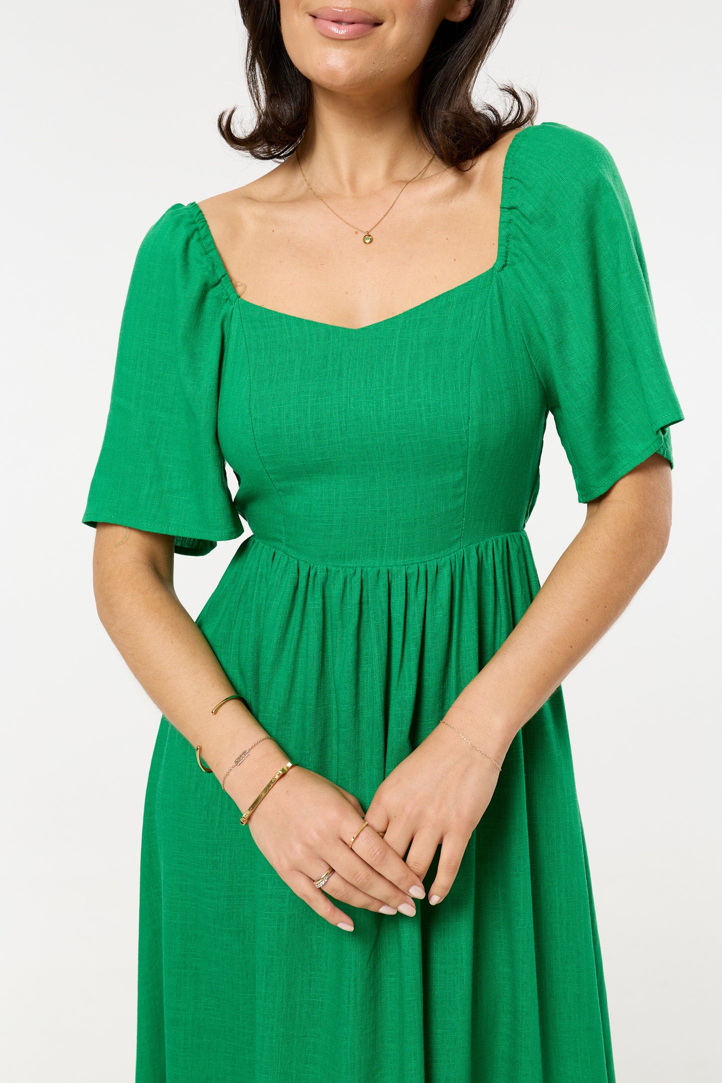 
                  
                    Green Sweetheart Back Tie Midi Dress
                  
                