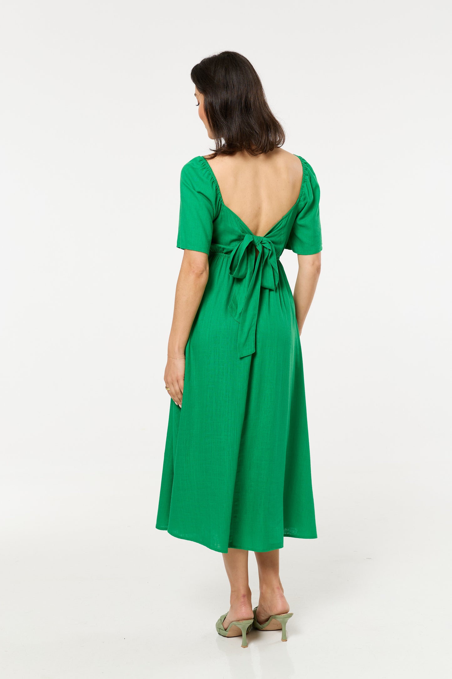
                  
                    Green Sweetheart Back Tie Midi Dress
                  
                