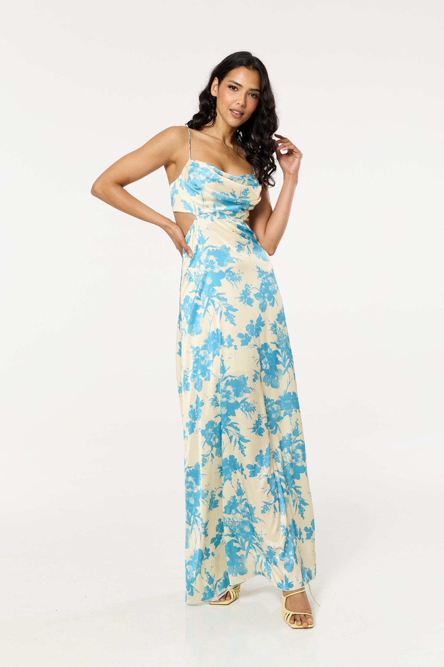 
                  
                    Blue Floral Cut Out Maxi Dress
                  
                