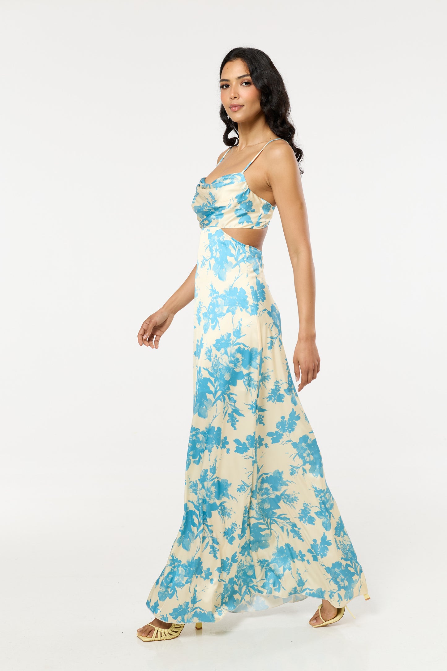 
                  
                    Blue Floral Cut Out Maxi Dress
                  
                