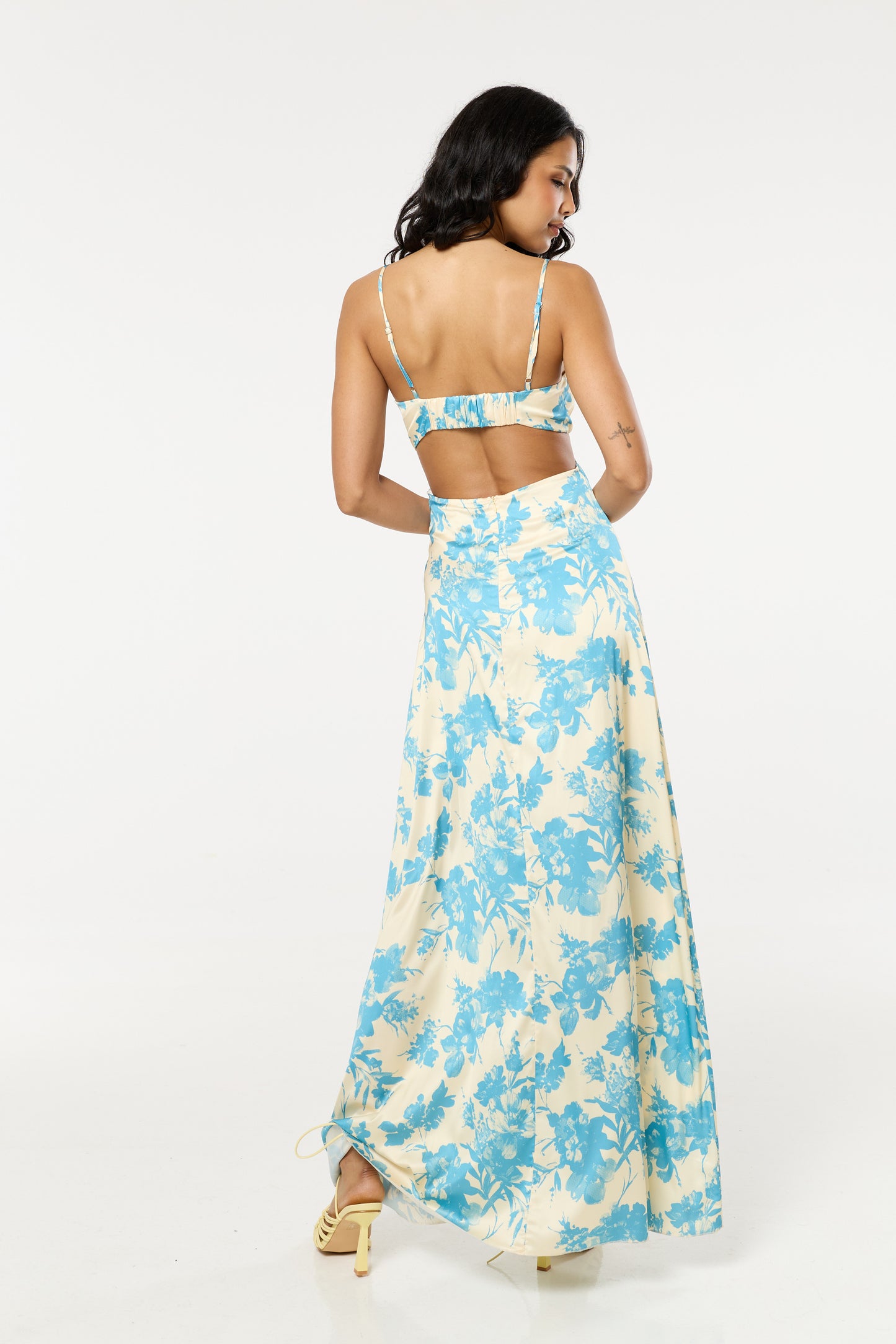 
                  
                    Blue Floral Cut Out Maxi Dress
                  
                