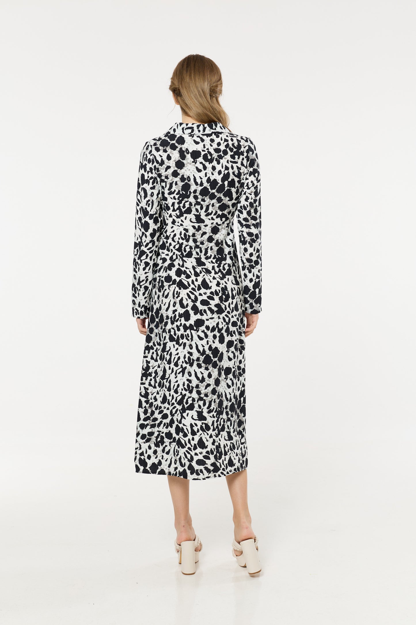 
                  
                    Black Leopard Wrap Midi Dress
                  
                