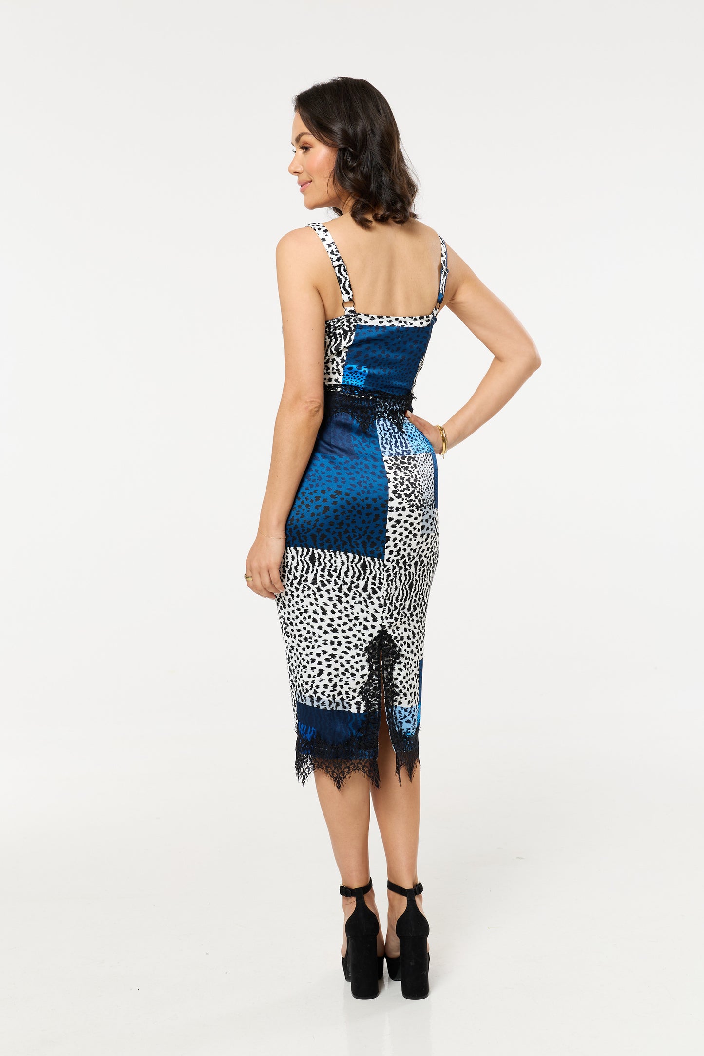 
                  
                    Blue Animal Print Lace Detail Midi Dress
                  
                