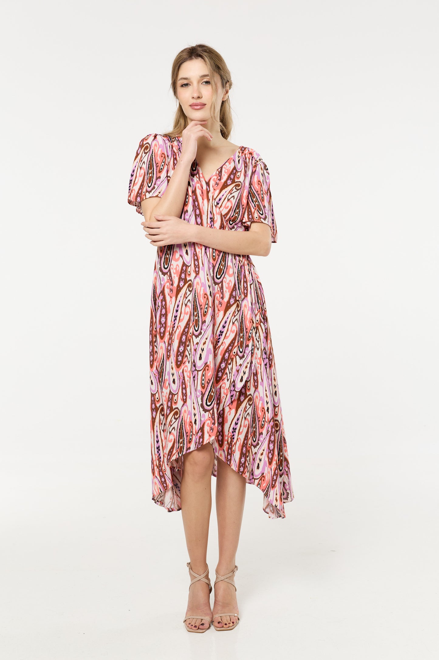 
                  
                    Pink Paisley Wrap Midi Dress
                  
                